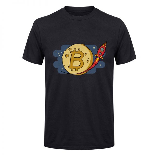 Bitcoin to the Moon rocket black T-shirt