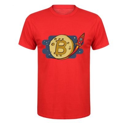 Bitcoin to the Moon rocket red T-shirt