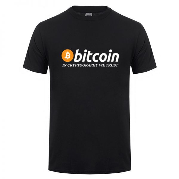 In Cryptography We Trust black T-shirt with white print