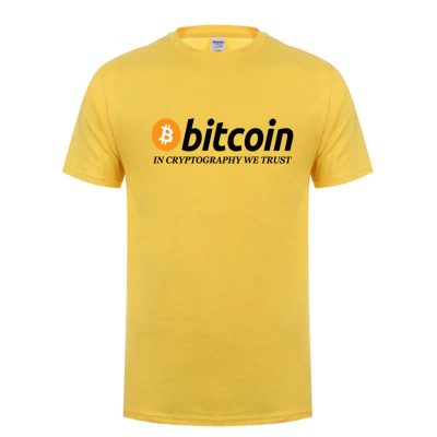 In Cryptography We Trust yellow T-shirt with black print